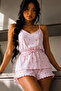 Women's Round Neck Elastic Pink Pajama Set - 6