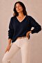 Women's V-Neck Lace Detailed Long Sleeve Knitwear Sweater