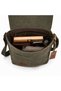 Unisex Khaki Canvas Shoulder Bag – Casual Messenger Bag with Flap and Pockets - 4