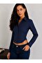 Women's Navy Blue Slim Fit Long Sleeve Classic Shirt – Stylish and Elegant Cut - 3