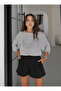 Square Neck Half Sleeve Sparkling Knitwear Blouse - 4
