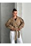 Double-Breasted Belted Buttoned Crop Jacket