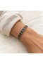 Black cream square thin copper bracelet, adjustable - 2
