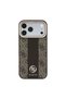 iPhone 18 Pro Max Case Licensed M-Safeli Leather 4g Patterned Stripe Lettering Logo Cover Brown - 3