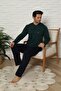 Long Sleeve Buttoned Collar Khaki Color Men's Pajama Set - 2