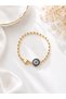Women's Evil Eye Beaded Bracelet – Gold Color Ball Chain Stone Stylish Bracelet