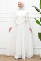 White Draped Front Evening Dress