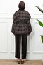 Brown Collared Cape Plaid Tunic - 4