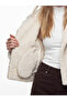 Xside Beige Fur Collar Women's Suede Look Coat - 4