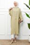 Olive Buttoned Long Loose Tunic