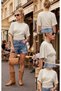 Side Gathered Blouse, Body-Fitting, Stretchy Knitted, Luxurious Women's T-Shirt - 2