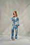 Women's Abstract Patterned Belted Satin Dressing Gown Nightgown Set Aura & Pockets and Belted Dressing Gown for Dowry and Gifts - 5