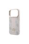 iPhone 18 Pro Case Original Licensed M-Safeli Leather 4g Patterned Stripe Lettering Logo Cover Pink - 6