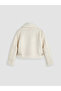 Xside Beige Fur Collar Women's Suede Look Coat - 7