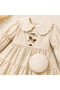 Baby Girl Carousel Embroidered Checkered Lace Collar Dress with Bag Long Sleeve Stylish Dress - 2