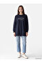 Two Mt Shop Quality Lcw Modest Navy Blue 3 Thread Printed Oversize Women's Sweatshirt Tunic - 2
