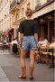 Side Gathered Blouse, Body-Fitting, Stretchy Knitted, Luxurious Women's T-Shirt - 5