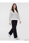 Lcw Modest Gray Crew Neck Striped Women's Knitwear Sweater - 2