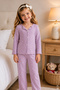 Girls' Cotton Long Sleeve Bow Patterned Ruffle and Bow Detailed Pajama Set - 3