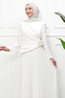 White Draped Front Evening Dress - 2