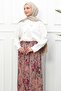 Powder Color Elastic Waist Floral Patterned Chiffon Skirt - 3