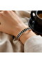 Black and white checkered thin copper bracelet, adjustable - 3