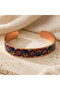Navy blue red baklava thin copper bracelet, adjustable - 7
