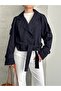 Double-Breasted Belted Buttoned Crop Jacket - 2
