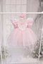 Pink Glitter Tulle Lace and Pearl Detailed Fluffy Evening Dress Baby Girl Kids Dress