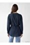 Two Mt Shop Quality Lcw Modest Navy Blue Belted Textured Women's Shirt Tunic - 4