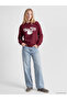 Xside Burgundy Printed Oversize Women's Thick Sweatshirt - 2