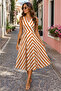 The Most Comfortable Aspect of Elegance Women's Striped Strappy Double-Breasted Midi Dress