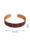 Navy blue red flower thin copper bracelet, adjustable - 5