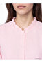 Two Mt Shop Quality Lcw Modest Pink High Collar Belted Striped Women's Shirt Tunic - 3