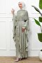 Mint Green Ruffled Evening Dress with Cape - 4