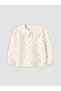 Ecru Polo Collar Printed Girls' Thick Sweatshirt