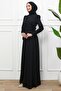 Black Draped Front Evening Dress - 4
