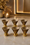 6-Piece Gold Plated Glass Footed Coffee Side Tray with Turkish Delight Container and Serving Bowl 7*6cm - 2