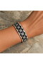 Black and white floral thin copper bracelet, adjustable - 2