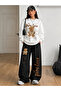 Unisex Men's and Women's Pure Love Printed Oversize 3 Yarn Crew Neck Sweatshirt and Baggy Bottom Sweatpants Set