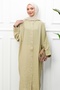 Olive Buttoned Long Loose Tunic - 3