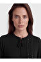 Lcw Grace Black Ruffled Tie Collar Stoned Women's Tunic - 3