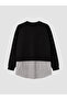 Lcw Modest Black Soft Touch Striped Women's Sweatshirt Tunic - 3