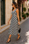 The Most Comfortable Aspect of Elegance Women's Striped Strappy Double-Breasted Midi Dress - 2