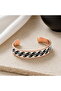 Cream black wave thin copper bracelet, adjustable - 7