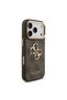 iPhone 18 Pro Case Licensed Gold Frame 4g Patterned Metal Large 4g and Text Logo Cover Coffee - 3