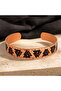 Copper black triangle motif thin copper bracelet, adjustable - 7
