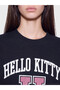 Xside Navy Blue Printed Oversize Women's Sweatshirt - 3