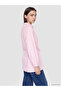 Two Mt Shop Quality Lcw Modest Pink High Collar Belted Striped Women's Shirt Tunic - 4