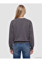 Xside Anthracite Stitch Printed Oversize Women's Sweatshirt - 4
